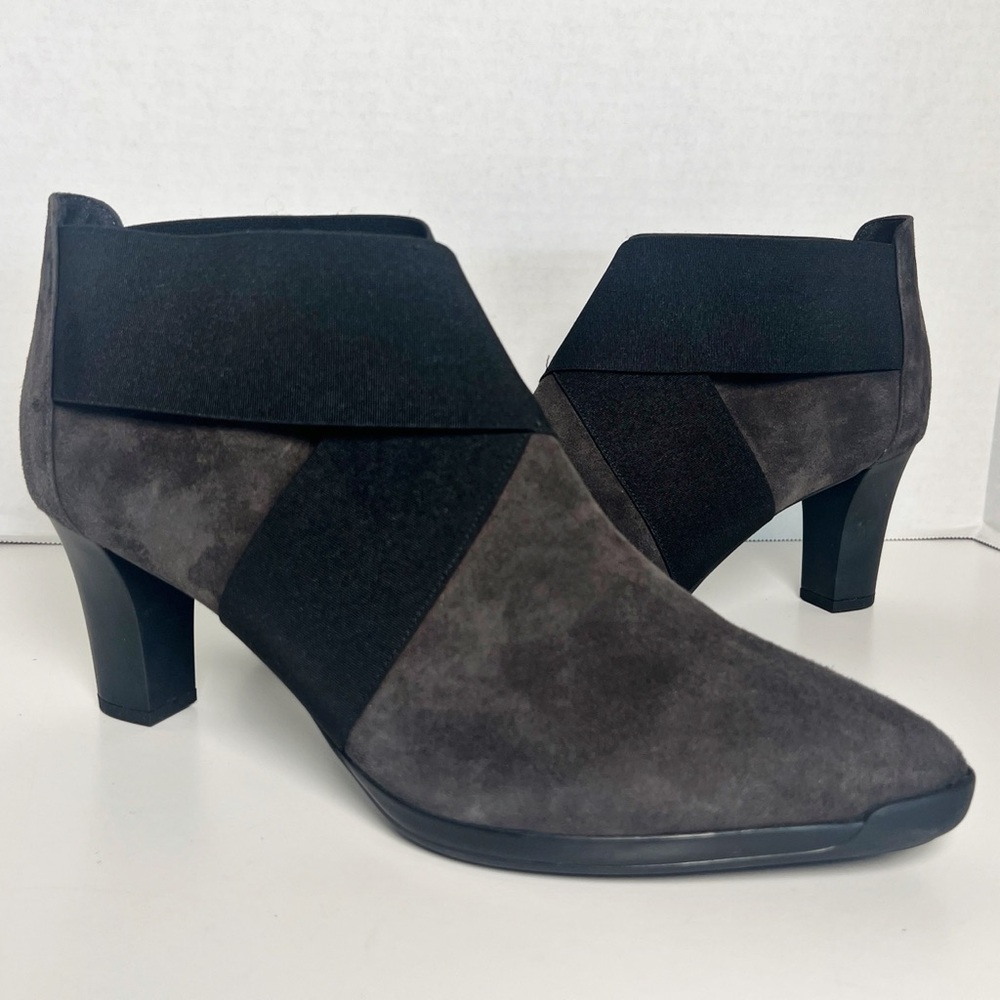 •PETER KAISER• Pointed Toe Heeled Bootie in Gray Suede PK Size‎ 8 / US 10.5